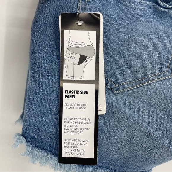 PLANET MOTHERHOOD Denim MATERNITY Blue Jean SHORTS Size m NWT Elastic Sides - Picture 4 of 5
